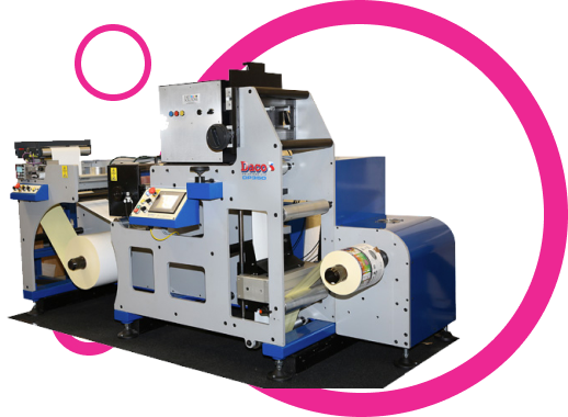 CMYK print system mounted on a Daco Solutions label converting line