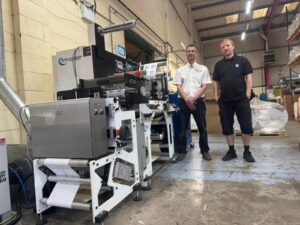 John Richardson Managing Director of Inkjet Solutions and Sirus Garfur Digital Print Manager of Sprite Labels with the recent installation of the i-JET600 Label