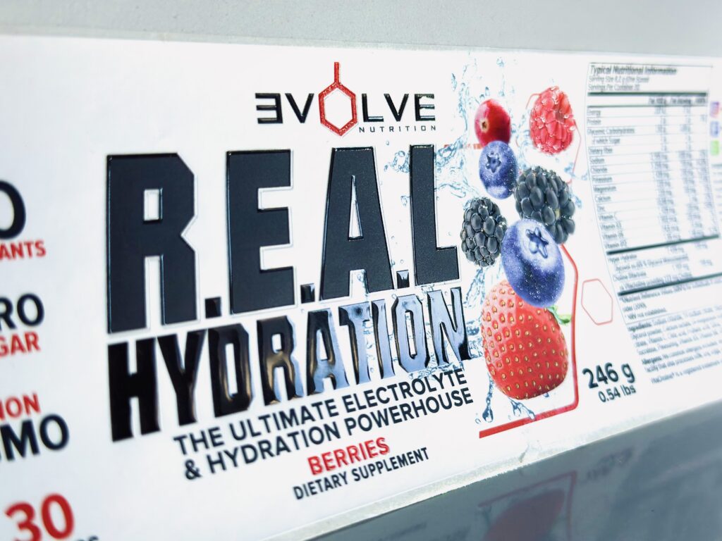 Evolve Real Hydration Label, showing the results of i-JET720 Embellish